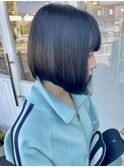＊ブリーチなしブルーブラック×ボブカット前下がりボブ☆