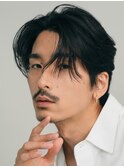 原宿ニュアンスパーマメンズカットセンターパート刈り上げなし