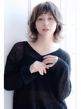 ラべリー 池袋(LOVELEY) グレージュ ひし形シルエット 切りっぱなしボブ エアリー 13