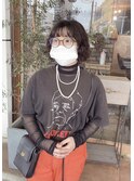 【黒髪ボブ × 無造作パーマ】