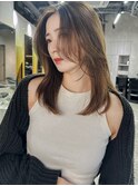 巻かないミディアム レイヤーカット 韓国 顔周り 東垂水