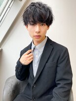20代30代韓流☆ツイストパーマショートマッシュアッシュブラック
