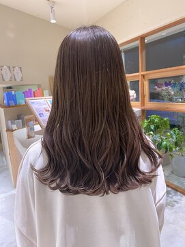 モカヘアー(mocha hair) セミロング/ダブルカラー/ブリーチなし/ベージュカラー