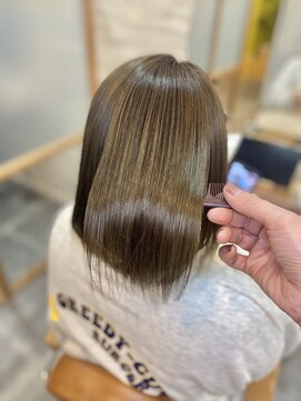 ジーナ 福岡千早(Zina) 《Zina千早》艶髪/髪質改善/ハイライト/オリーブ/グレージュ