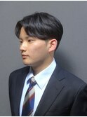 ビジネスツーブロックショート センターパート アップバング