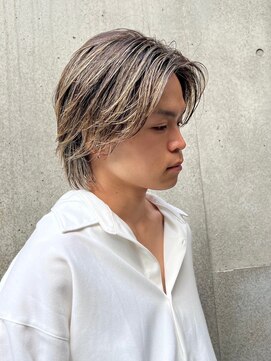 ビンゴ(BINGO) 1771ハイライトメッシュセンターパート韓国メンズウルフカット