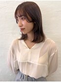 顔まわりカット/ブラウン/前髪