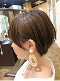 大人可愛い20代30代40代50代黒髪前下がりショートボブ/鹿児島
