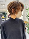 30代40代50代絶壁解消ひし形白髪ぼかし大人ショートボブ【西】