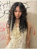 12982黒髪アッシュブラックレイヤーカット韓国風巻きワンカール