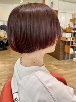 レクタ(recta)&nbsp;大人20代30代白髪ぼかし暗髪ダークレッド前上がりボブ