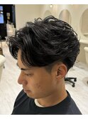 ニュアンスパーマセンターパートフェザーパーマワンカールパーマ