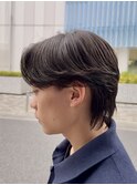 韓国風センターパートショートウルフニュアンスフェザーパーマ