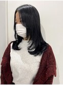 髪質改善ヘアスタイル外ハネボブワイドバングワインレッド