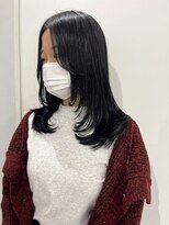 シー ヘアデザイン(see hair design)&nbsp;髪質改善ヘアスタイル外ハネボブワイドバングワインレッド
