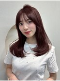 顔周りレイヤーカットロングレイヤーボブ韓国ヘアハッシュカット