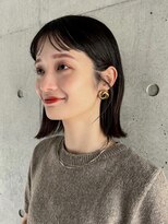 ガーデンヨコハマ(GARDEN YOKOHAMA)&nbsp;切りっぱなし　外ハネ　黒髪　大人ボブ　チャコールグレー