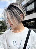 冬カラー/外国人風バレイヤージュ/ショートボブ/ダークアッシュ
