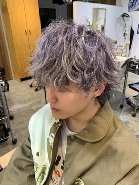 エルオム(EL.HOMME) 【MITSU】ハイトーンカラー×ウルフ×ホワイトカラー