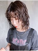 ウルフパーマ_ビタミンカラーメルティカラーくびれヘア_ba346791