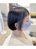 【つくば】大人可愛い丸みボブ×インナーカラー30代40代