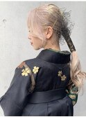 卒業式ヘア成人式振袖袴ヘアアレンジ金箔ヘア水引きヘア K0809