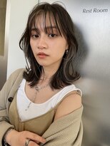 サイン 渋谷(SIGN)&nbsp;グレーベージュレイヤーロング前髪パーマ黒髪