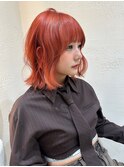 渋谷/ボブ/ブリーチ/オレンジ/10代