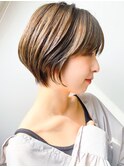 透明感♪髪質改善カラー内巻きショートボブ小顔艶感