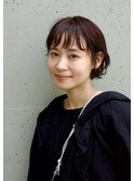 緩やかくせ毛風パーマショートボレッドブラウンブ20代30代40代