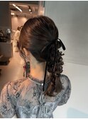【ダブルポニーテール】結婚式/浴衣/銀座/ヘアセット/アレンジ