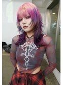 デザインカラーネオンピンクネオンパープルハイレイヤーウルフ