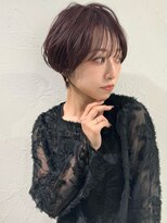 前髪あり耳掛け丸みくびれショートボブ20代30代40代50代（蘭）