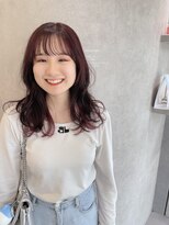 ソル(SOL)&nbsp;セミロング/ピンクブラウン/デザインカラー/ヘアカラー/韓国ヘア