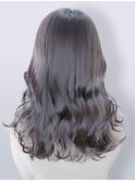大人可愛いブリーチなしラベンダーグレージュカラーふわミディ
