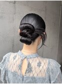 ヘアセット 結婚式ヘア カチモリ カチモリアレンジ タイトヘア