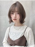 ヘーゼルグレージュナチュラルブラウンフェイスレイヤーボブ渋谷