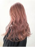 ピンクロング_ローライトスリークボブ厚めバング_ba284532