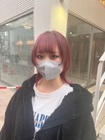 アソビ 表参道(ASOBI)&nbsp;ウルフカット　ピンクボルドー　前髪ぱっつん