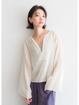 ヘアデザイン ソラ(Sola) おしゃれなシルクスキン外ハネボブ×暗髪黒髪透明感透け感カラー