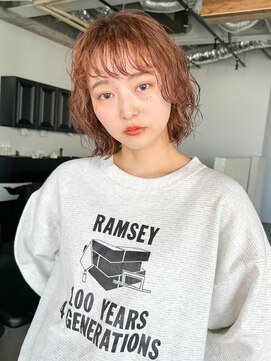 ディッセンバー 渋谷(December) ボブ/パーマ/オン眉/ワイドバング/オレンジベージュ/渋谷/学割