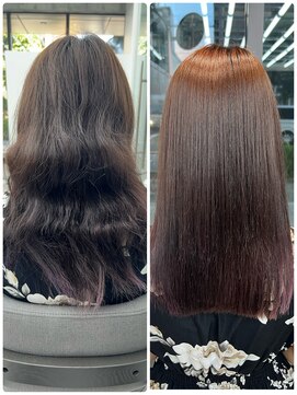 ビューブルー 亀戸錦糸町(VIEW BLUE) 美髪カールシアーカラーピンクブラウンエアリーロングセミディ