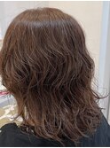 ミディアムパーマまろやかブラウン