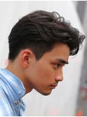 20代30代メンズビジネス　外国人風ワイルドオールバックパーマ