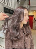 チョコレートベージュミディアムブリーチなし顔周りレイヤー