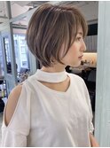 柏グランマッシュショートデザイン暗めカラーハイライトショート