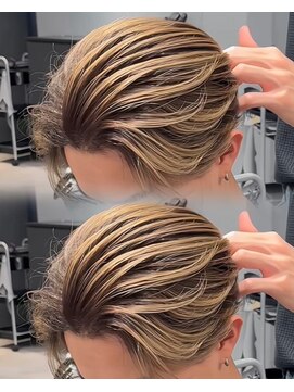 ステラ(STELLA) メンズ/バレイヤージュ/センターパート/ブリーチ＆ダブルカラー