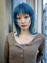 ギークス(GEEKS)&nbsp;【GEEKS渋谷】ターコイズブルー/ウルフ/ハッシュカット/前髪あり