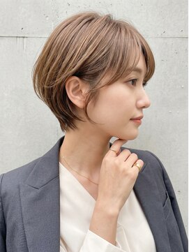 ゴカンムード(Gokan mood) 横顔きれいな縮毛矯正ハンサムショート ハイライトカラー 岐阜駅