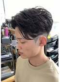 センターパート ニュアンスパーマ ワンカール ツーブロック